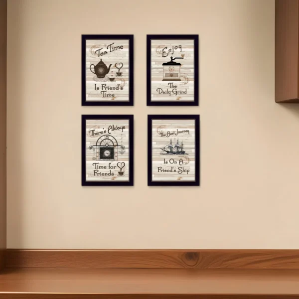 Set Of Four Friendship 2 Black Framed Print Kitchen Wall Art