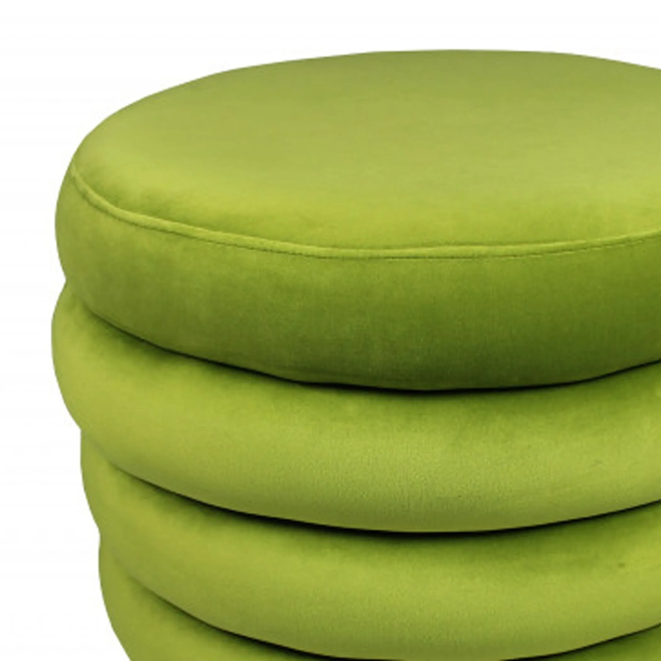 21" Green Velvet Tufted Round Cocktail Ottoman - Image 4