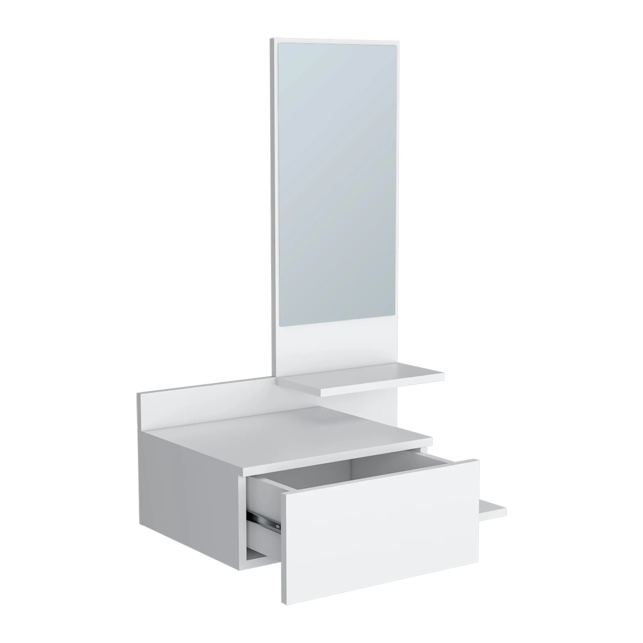 36" White Wood Wall Mounted Accent Cabinet With Drawer And Mirror - Image 3