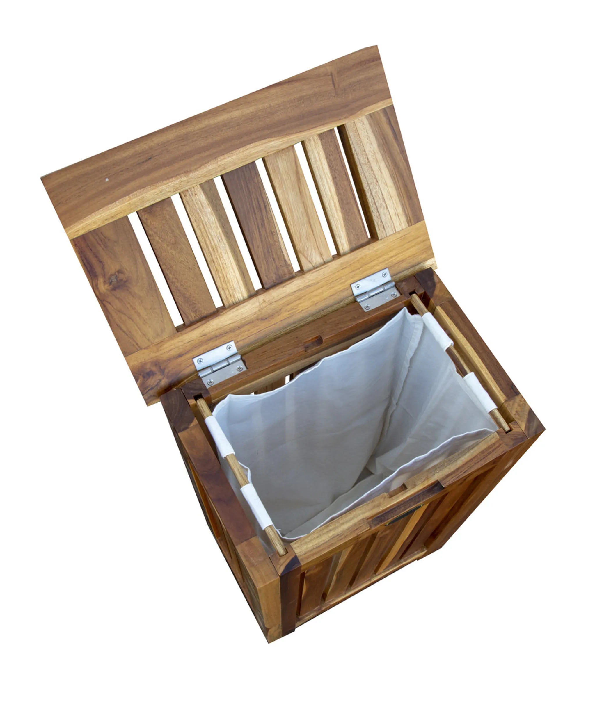 24" Brown Solid Wood Laundry Hamper With Lid - Image 4
