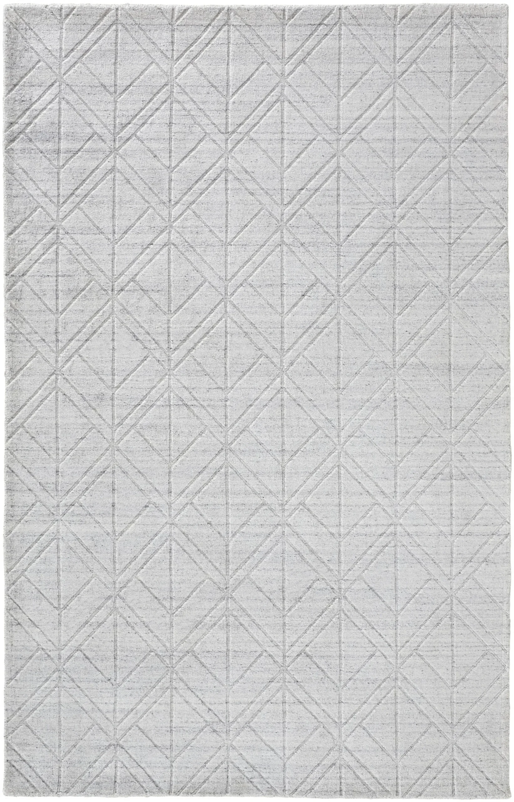 4' X 6' White and Silver Geometric Hand Woven Area Rug - Image 4