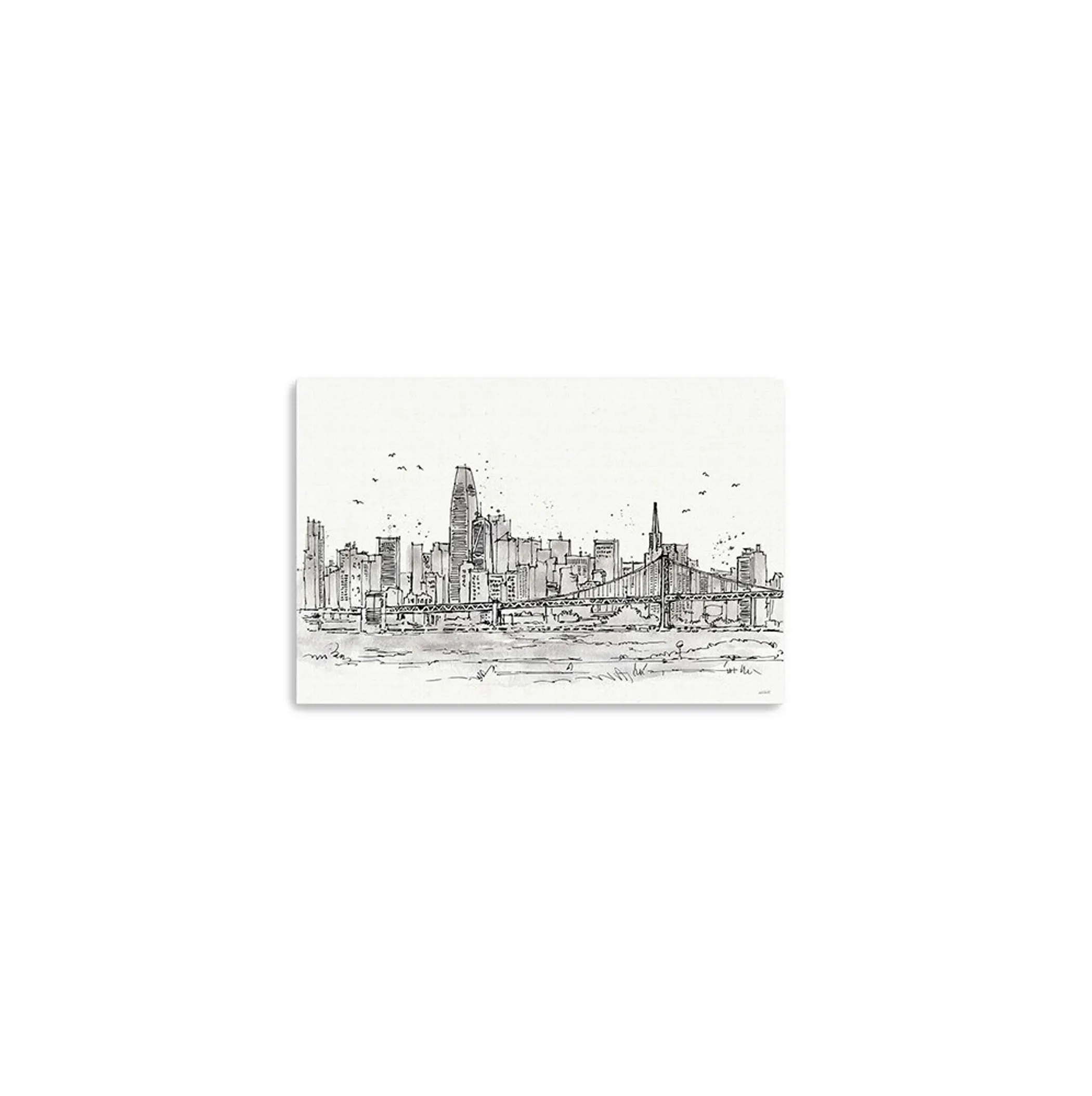 Monochrome City Skyline Sketch Unframed Print Wall Art - Image 5