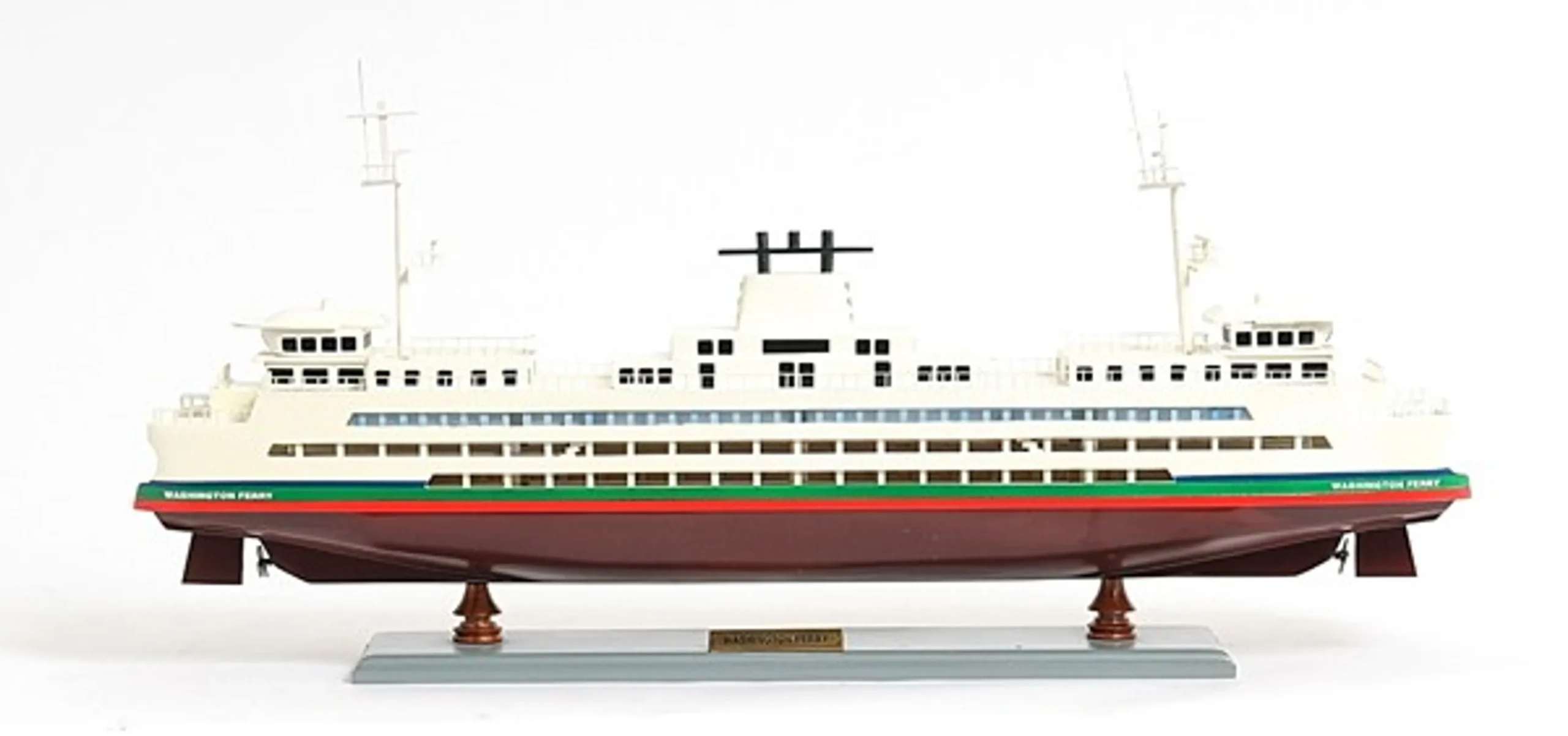 11" Brown and White Washington Ferry Boat Hand Painted Decorative Boat - Image 2