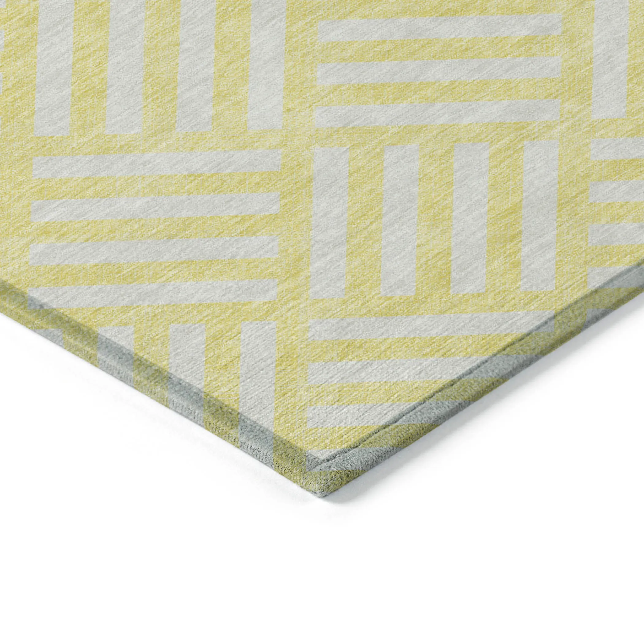 9' X 12' Yellow And Ivory Geometric Washable Indoor Outdoor Area Rug - Image 4