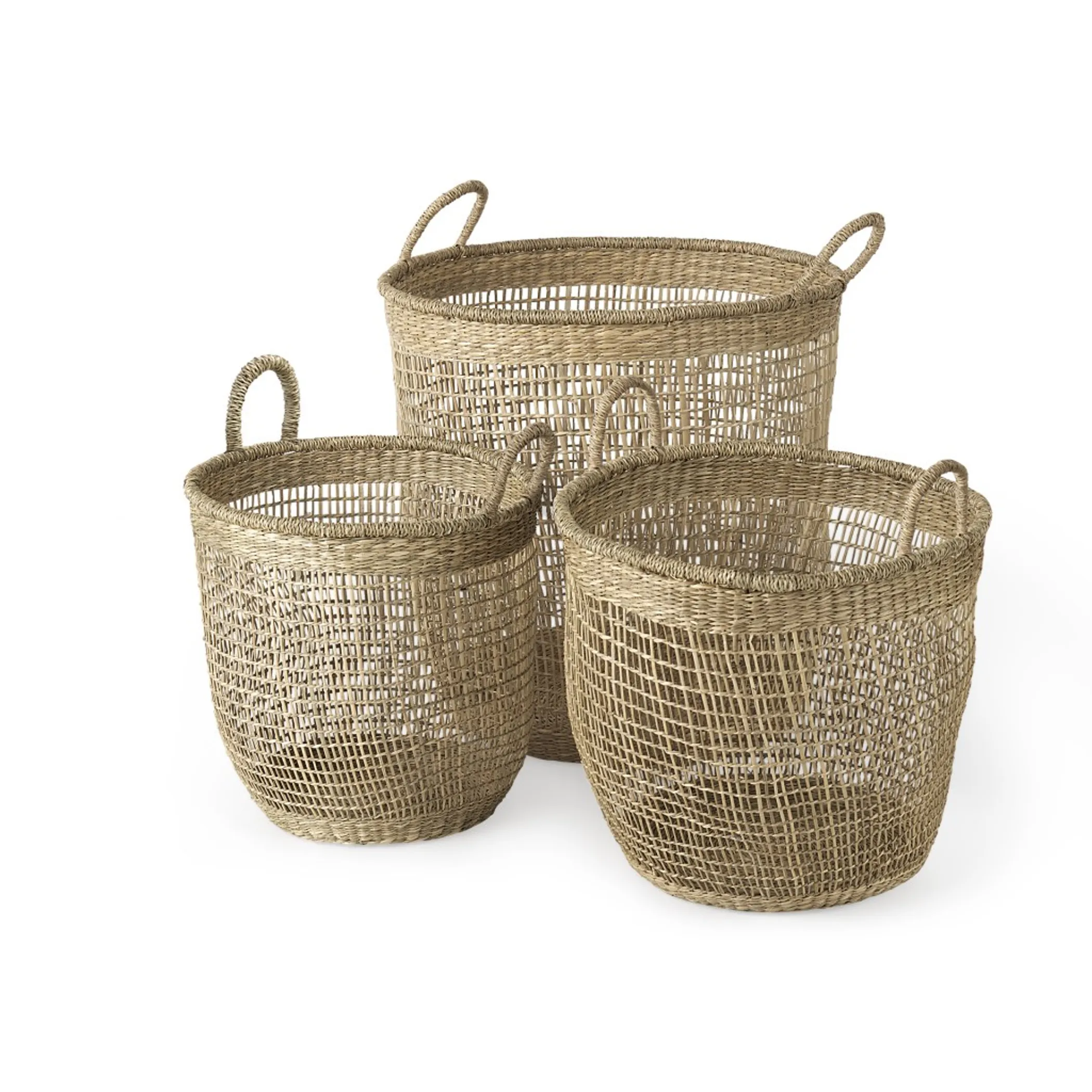 Set of Three 20" Natural Wicker Basket - Image 3