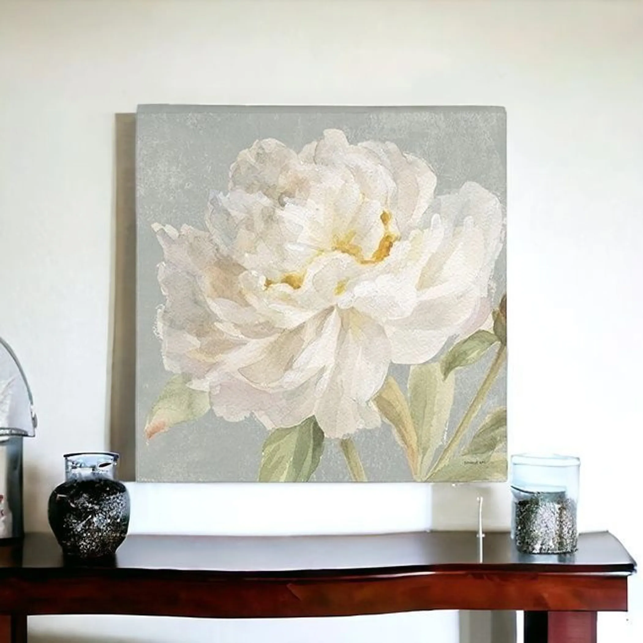 Angelic White Peony Flower Unframed Print Wall Art - Image 4