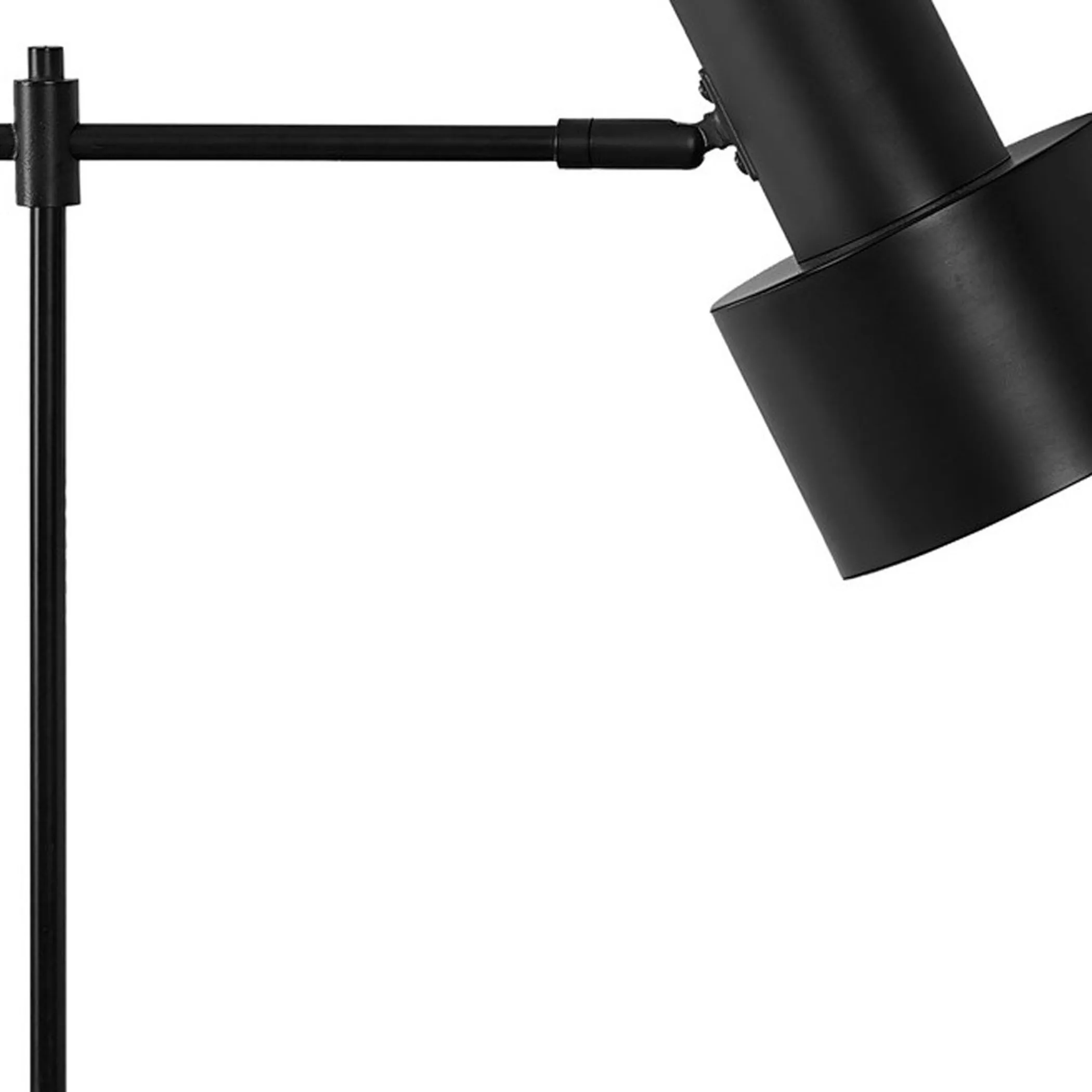 21" Black Metal Round USB Table Lamp With Black Drum Shade - Image 5