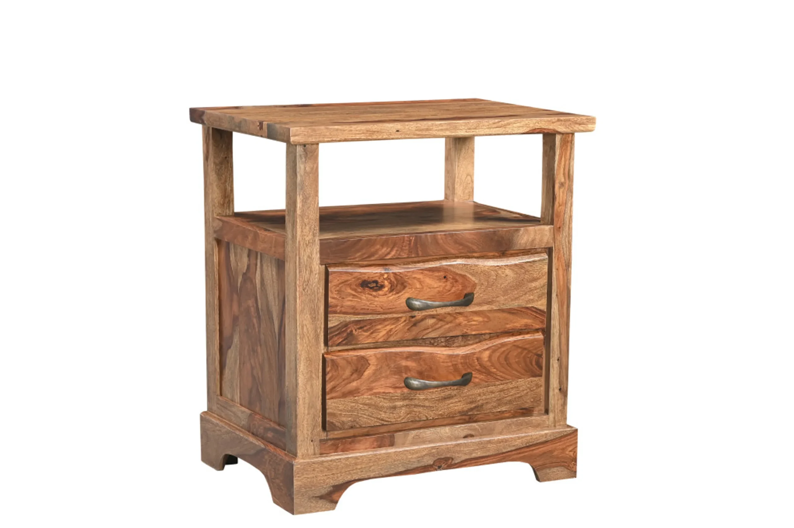 27" Brown Solid Wood Two Drawer Nightstand - Image 3