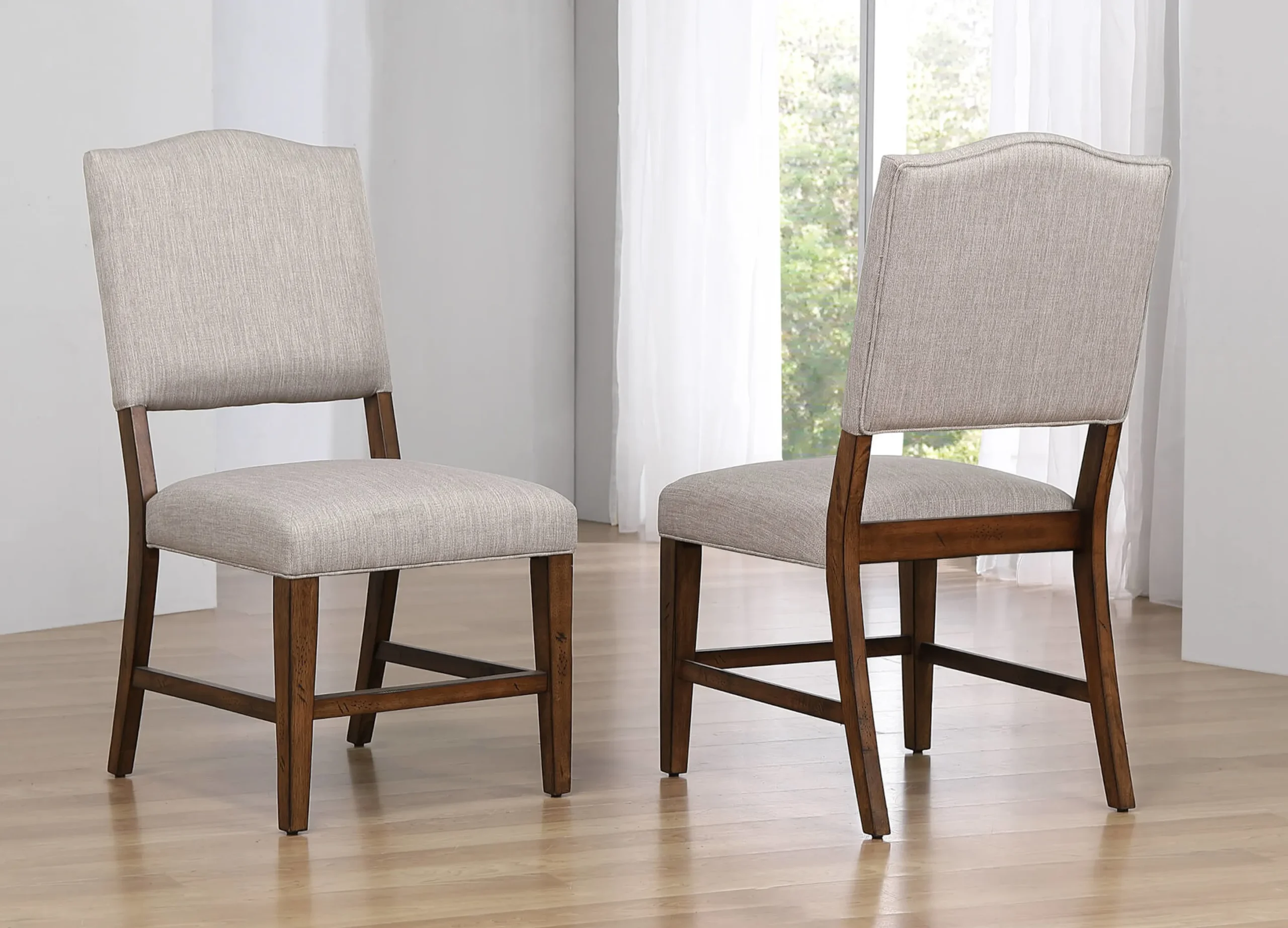 Sunset Trading Simply Brook Performance Fabric Upholstered Dining Chair | Set of 2 | Amish Brown Solid Wood - Image 2