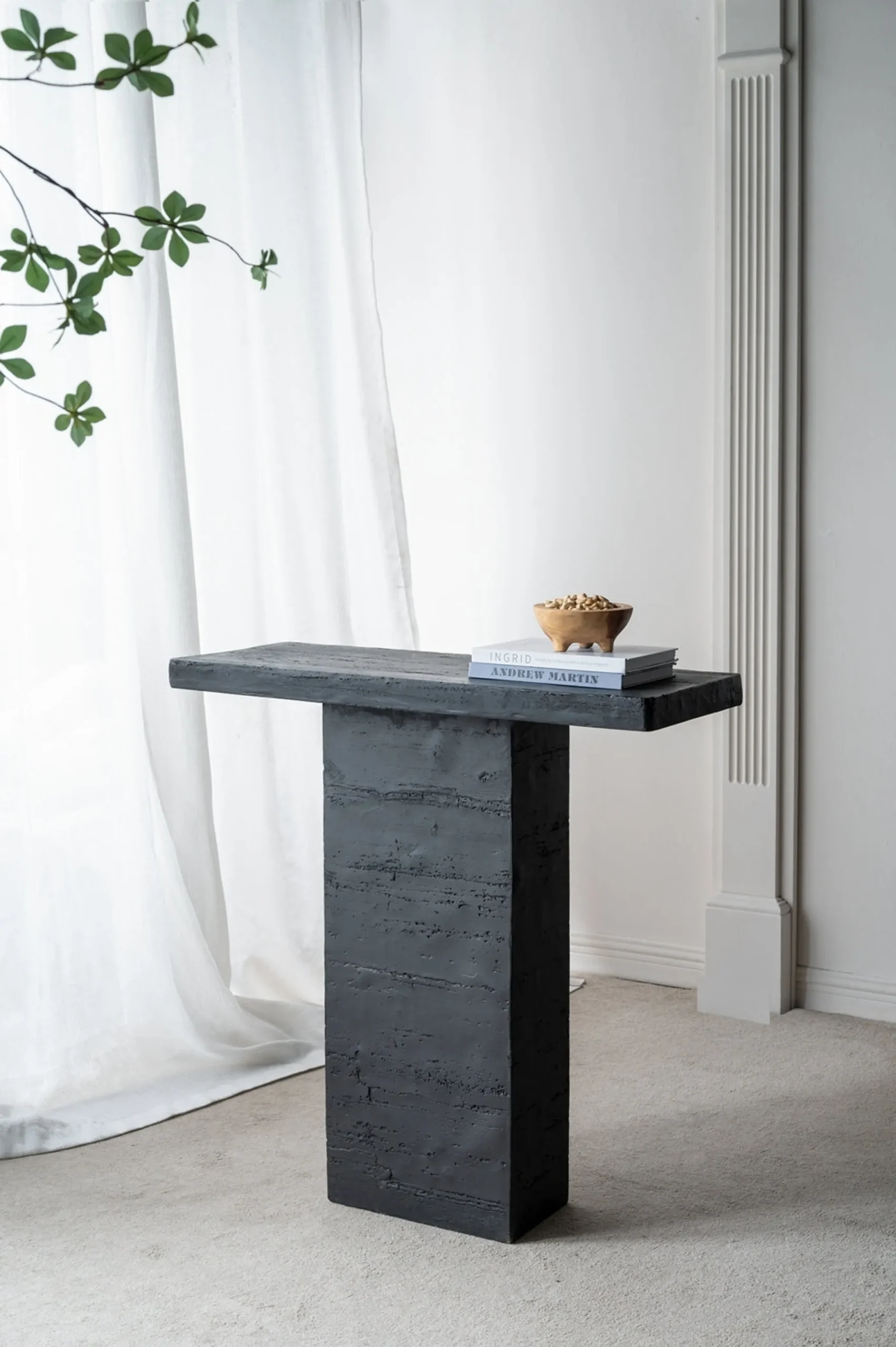 Black Rectangular Coffee Table With Pedestal Base - Image 2