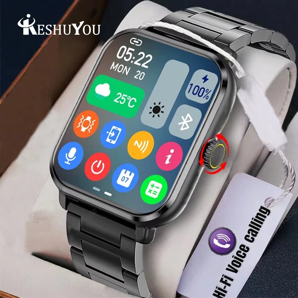 keshuyou new smart watch h9 pro max 2.01 inch hd display bluetooth call message alert sports mode smartwatch for men women
