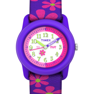 TIMEX TIME MACHINES® 29mm Purple Floral Elastic Fabric Kids Watch