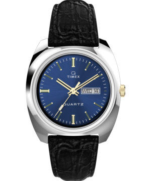 Q Timex® 1978 Day/Date 37.5mm Leather Strap Watch