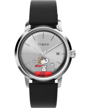 Peanuts® x Timex Marlin® Automatic Snoopy Flying Ace 40mm Leather Strap Watch