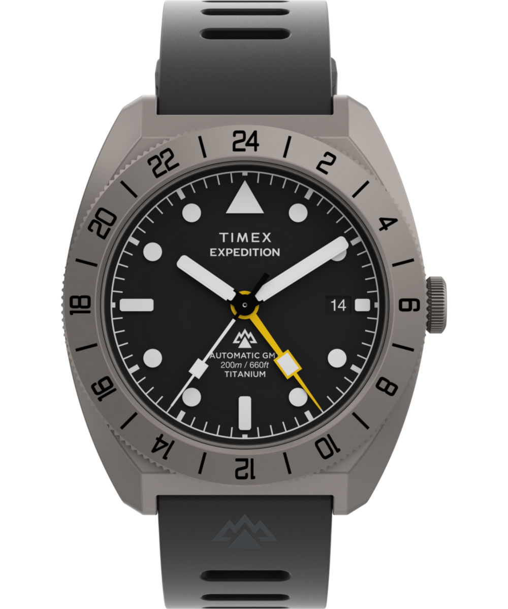 Expedition® Pioneer Titanium Automatic GMT 41mm Silicone Strap Watch