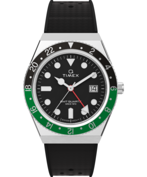 Q Timex® GMT 38mm Synthetic Rubber Strap Watch