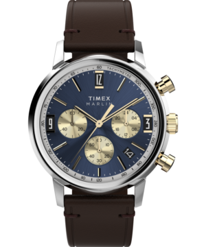 Marlin® Chronograph Tachymeter 40mm Leather Strap Watch