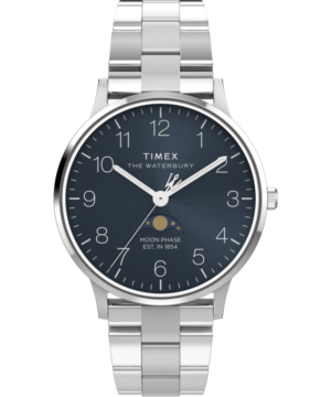 Waterbury Classic Moon Phase 40mm Stainless Steel Bracelet Watch