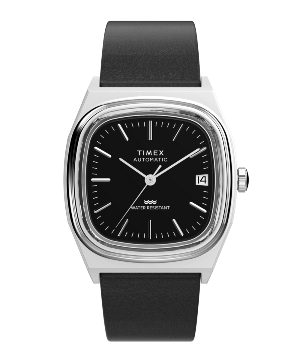 Timex® Automatic 1983 E Line 34mm Leather Strap Watch