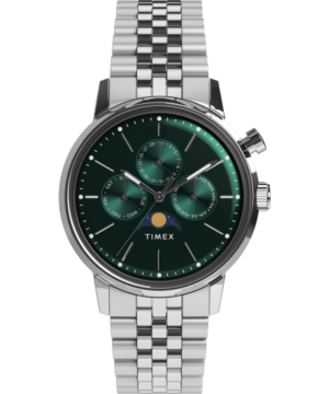 Marlin® Moon Phase Multifunction 40mm Stainless Steel Bracelet Watch
