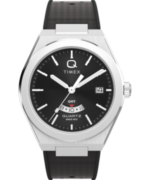 Q Timex Continental GMT 39mm Synthetic Rubber Watch