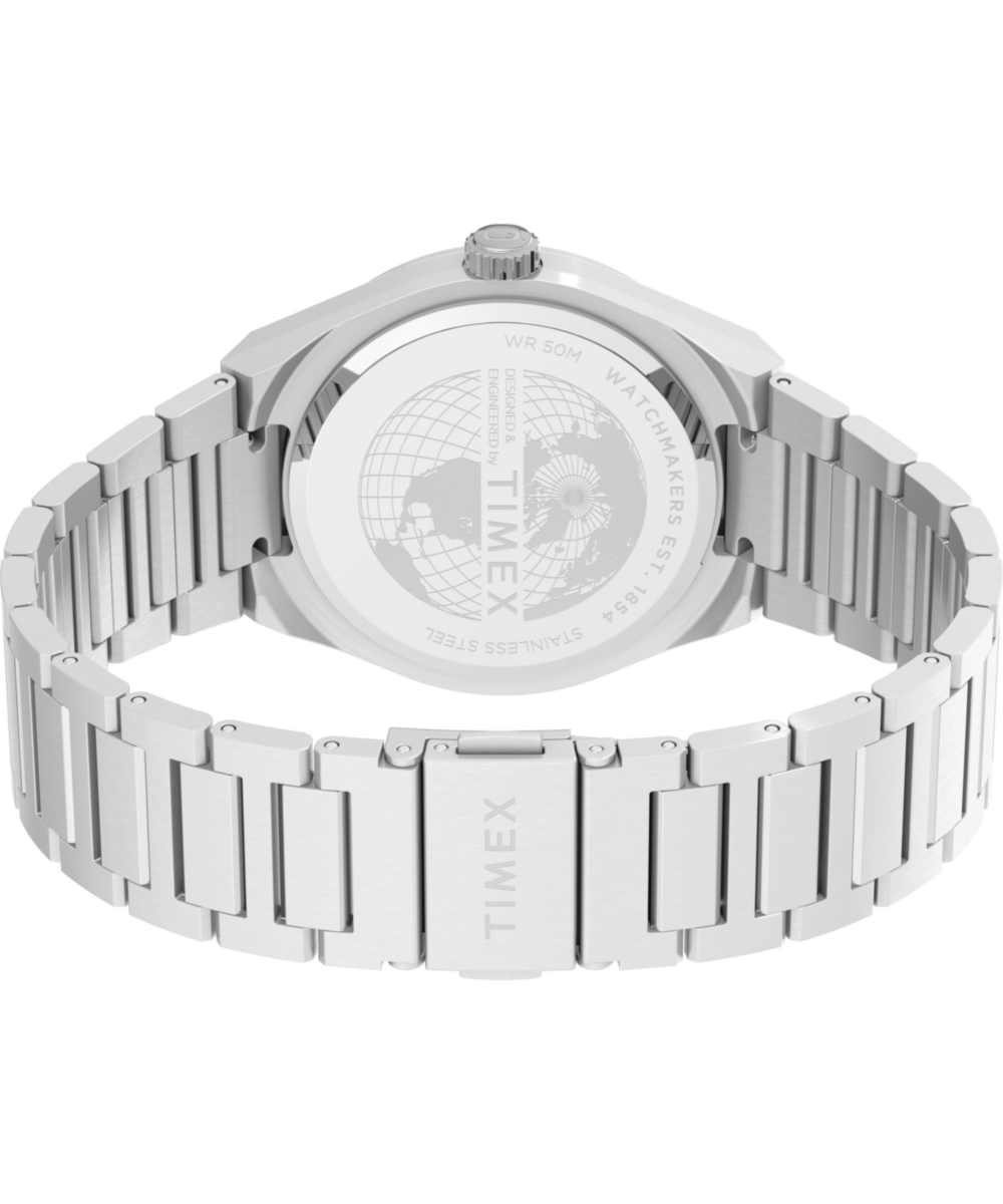 Q Timex® Continental Day and Date 39mm Stainless Steel Bracelet Watch