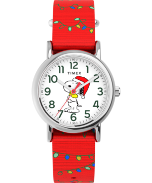 Peanuts® x Timex Weekender Snoopy Santa Hat 31mm Fabric Strap Watch