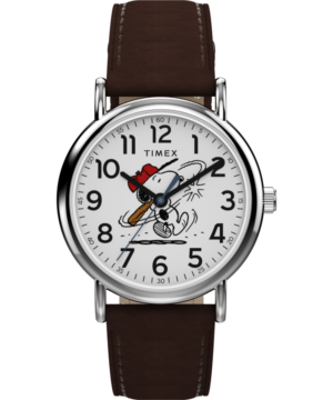Peanuts® x Timex Weekender Baseball 38mm Leather Strap Watch