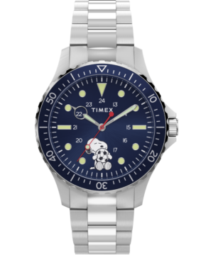 Peanuts® x Timex Navi Snoopy Soccer 41mm Stainless Steel Bracelet Watch