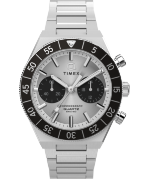 Q Timex Continental Chronograph 40mm Stainless Steel Bracelet Watch