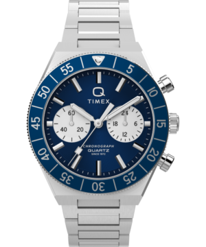 Q Timex Continental Chronograph 40mm Stainless Steel Bracelet Watch