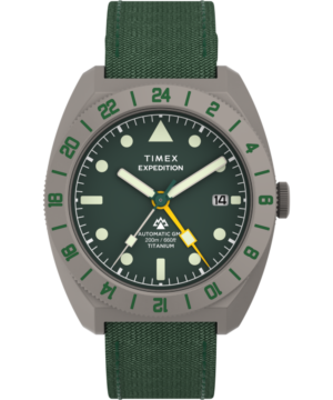 Expedition® Pioneer Titanium Automatic GMT 41mm Fabric Strap Watch