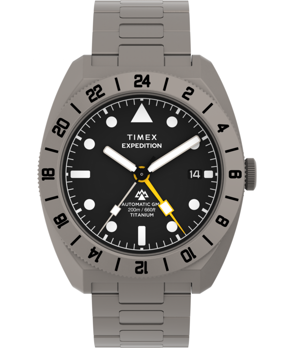 Expedition® Pioneer Titanium Automatic GMT 41mm Titanium Bracelet Watch