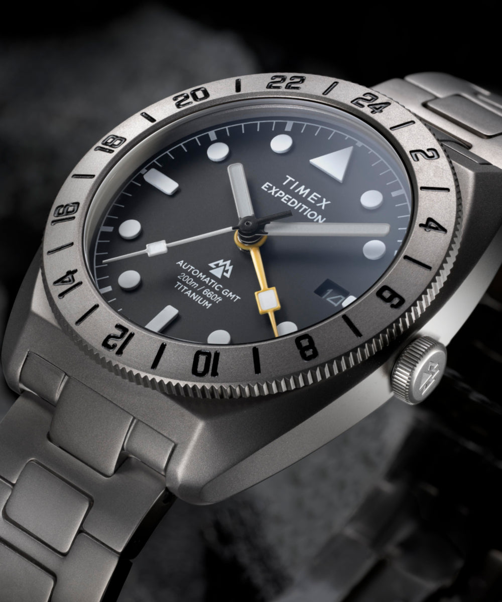 Expedition® Pioneer Titanium Automatic GMT 41mm Titanium Bracelet Watch