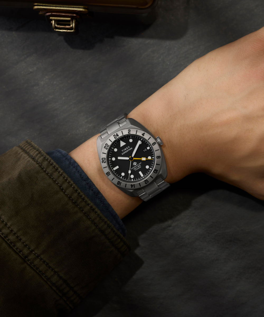 Expedition® Pioneer Titanium Automatic GMT 41mm Titanium Bracelet Watch