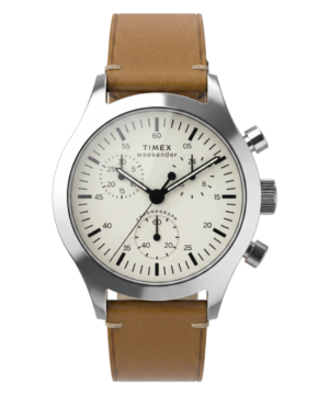 Timex Weekender® New England Chronograph 40mm Leather Strap Watch