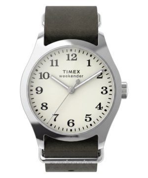 Timex Weekender® New England 34mm Leather Strap Watch