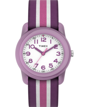 TIMEX TIME MACHINES® 29mm Purple Stripe Elastic Fabric Kids Watch